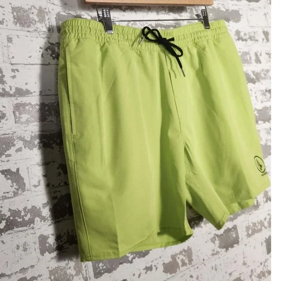 Volcom Manic Trunks Men XL Green Drawstring Swim Shorts Casual Activewear Pocket - Picture 2 of 15